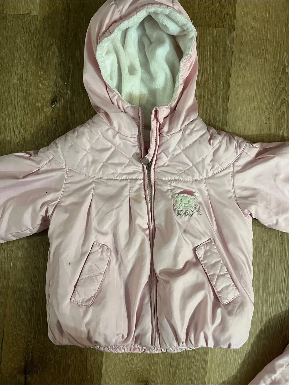 ZeroXposur Girls Light Pink Quilted Hooded Puffer Jacket & Bib Snow Pants Set